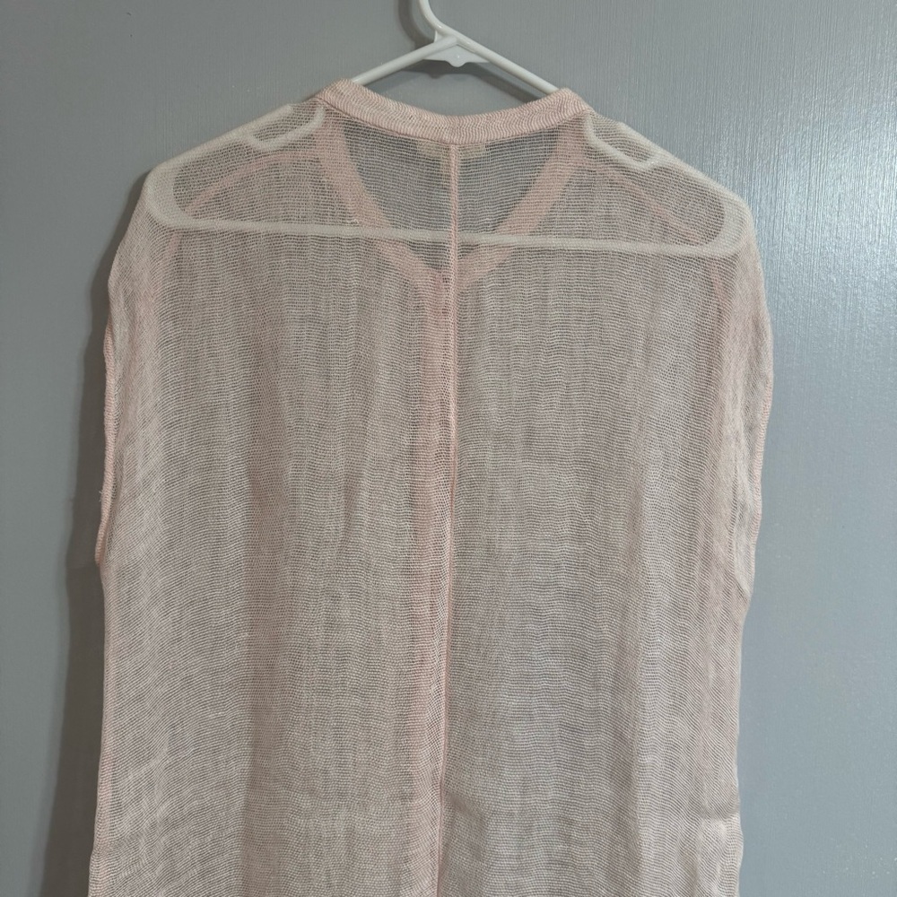 Eileen Fisher Light Pink Linen Blend Sheer Swimsuit Coverup Top Size Medium - Picture 3 of 9